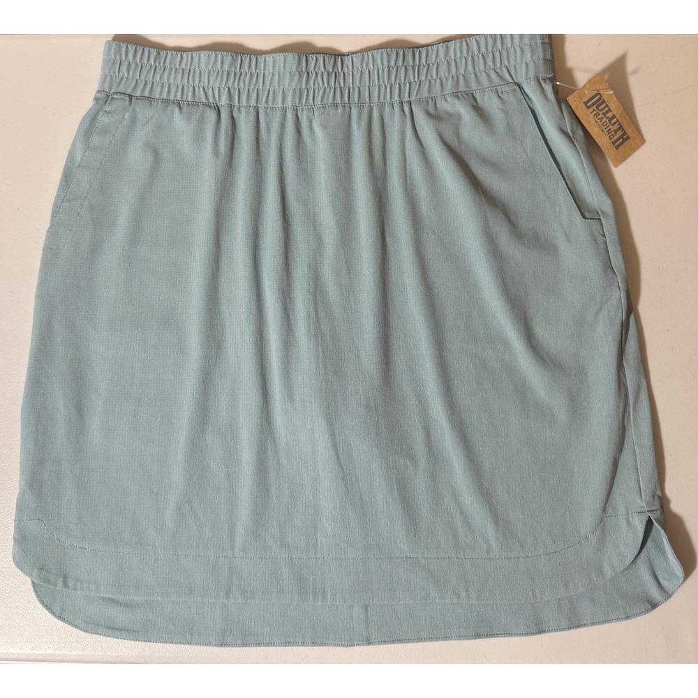 NWT Duluth Trading Skort Womens 12 Gray/Green Breezeshooter Skirt Pull On